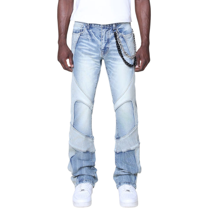 Smoke Rise Colorblock Stacked Jean Artemis Blue
