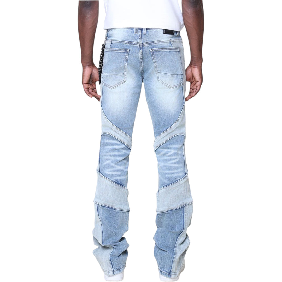 Smoke Rise Colorblock Stacked Jean Artemis Blue