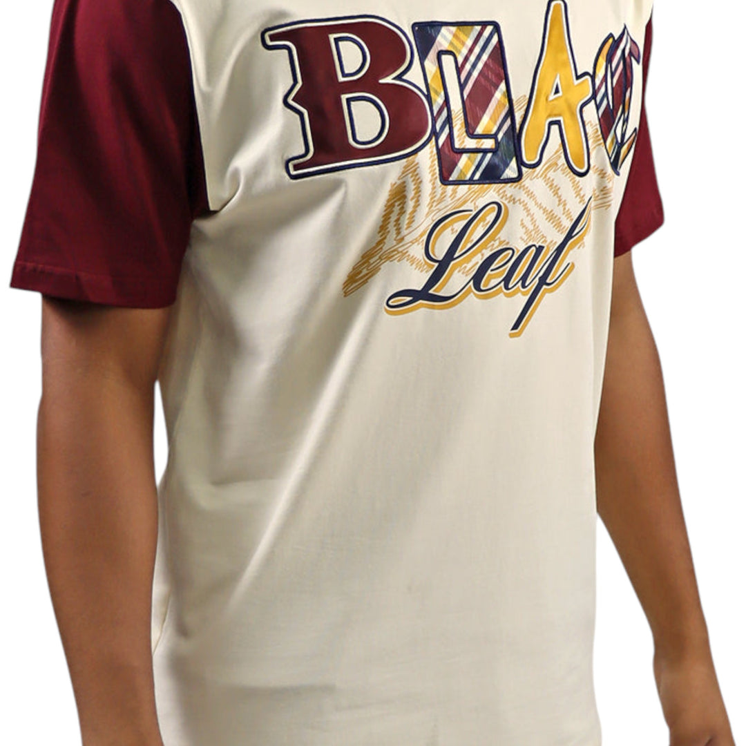 BLAC LEAF  PLAID PATCHWORK T-SHIRT