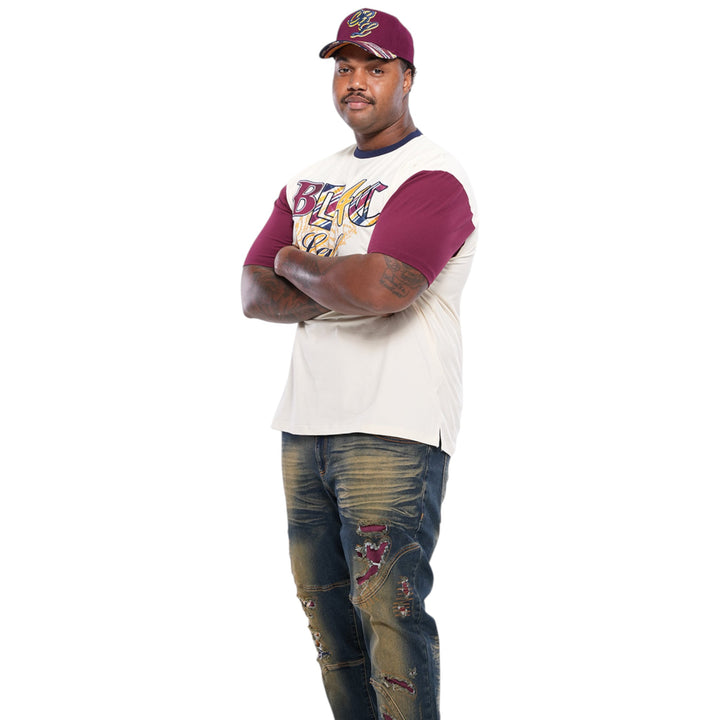 BLAC LEAF PLAID PATCHWORK T-SHIRT BIG & TALL