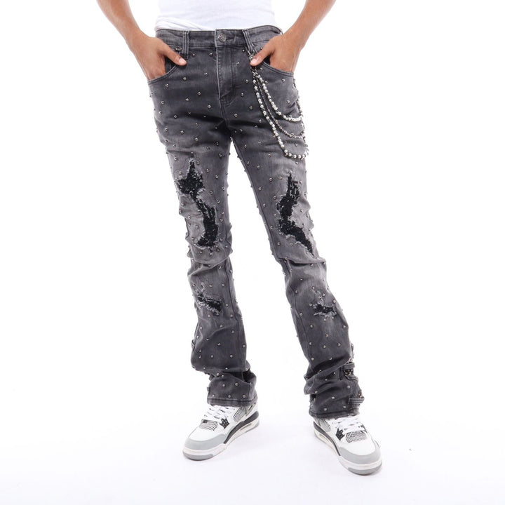 Gunzinii All Over Stud Fashion Denim Jean