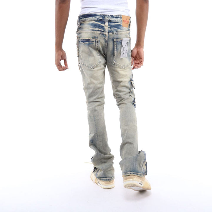 Gunzinii Fashion Cargo Denim Jean Light Blue