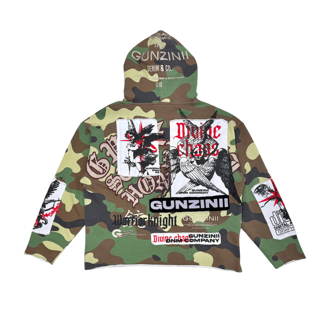 Gunzinii Warrior Patches Camo Hoodie