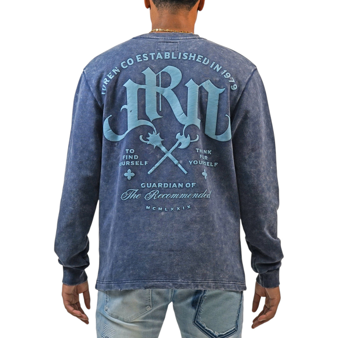 Juren Destroy Your Demons Crewneck Denim Blue Big & Tall