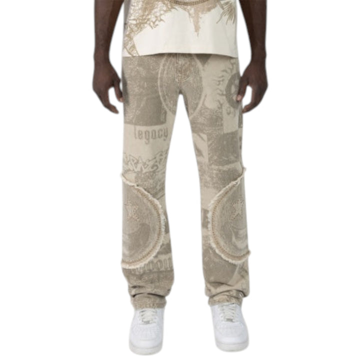 Smoke Rise Doodle Zig Zag Stitch Pant Sand