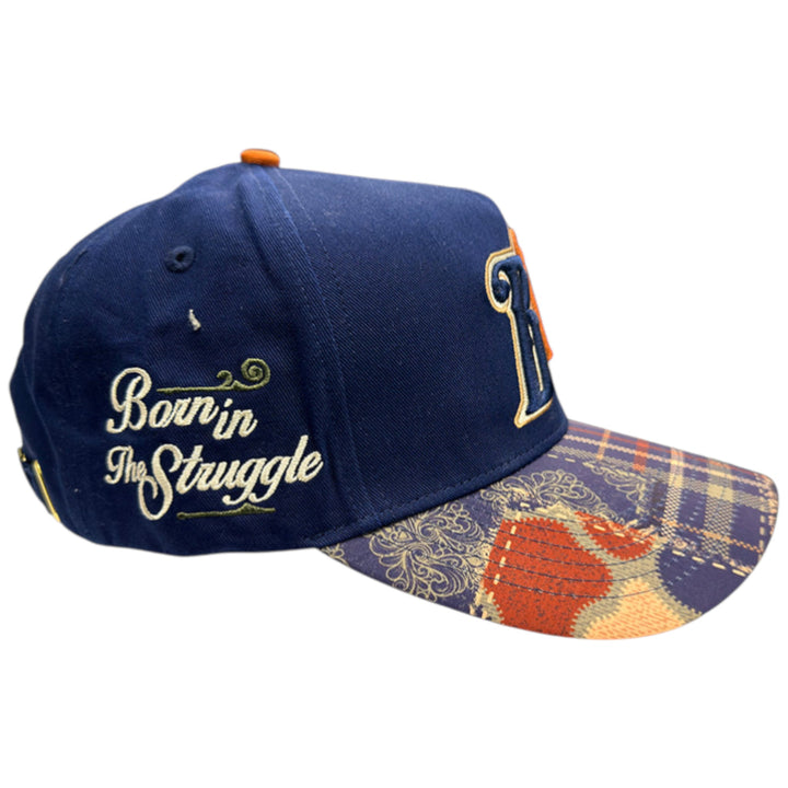 Blac Leaf Born In Struggle Trucker Hat Navy AOP