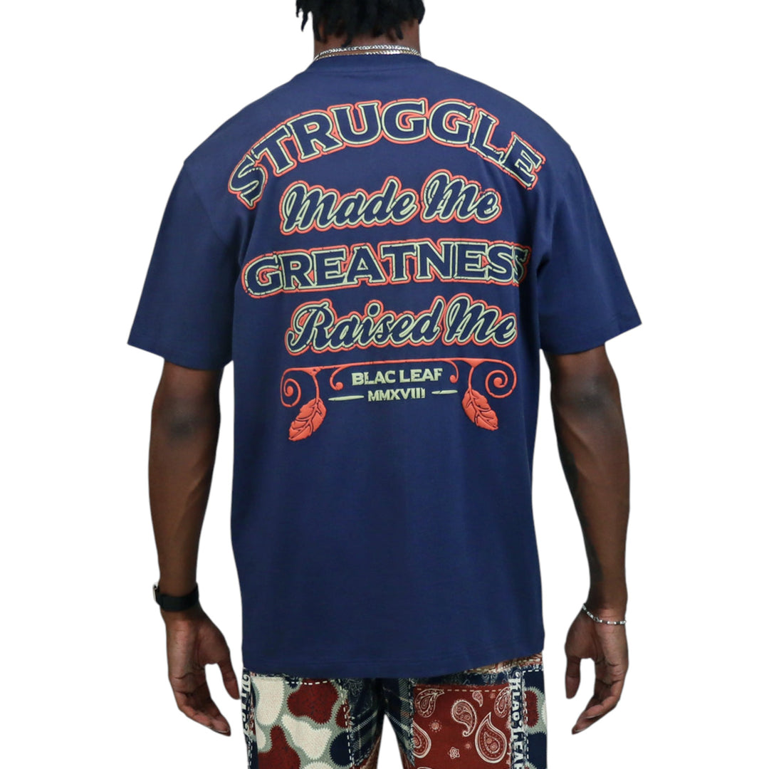 Blac Leaf Greatness Made Me Tee Navy