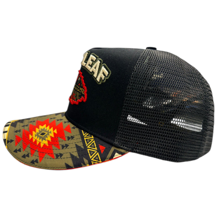 Blac Leaf Sunrise On The Brave Trucker Hat AOP
