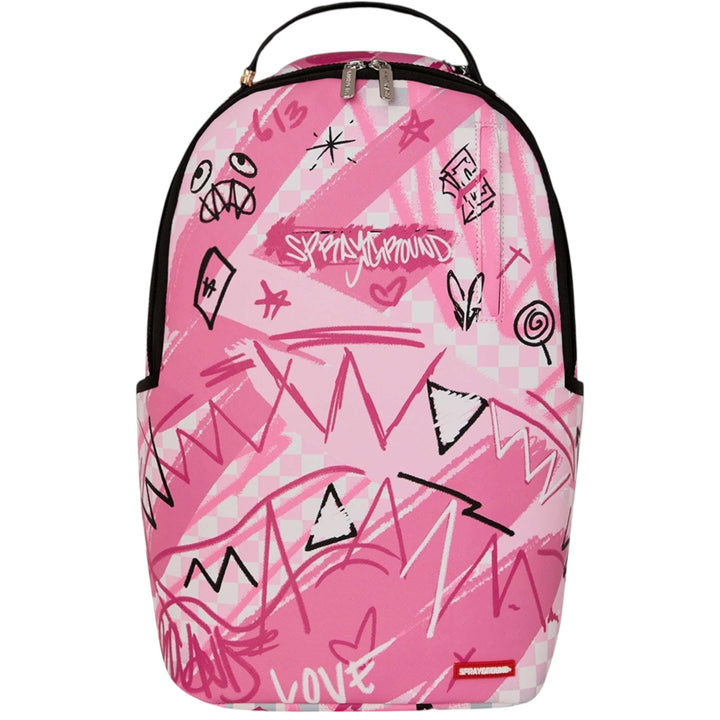 Sprayground Pink Smoke Check Backpack