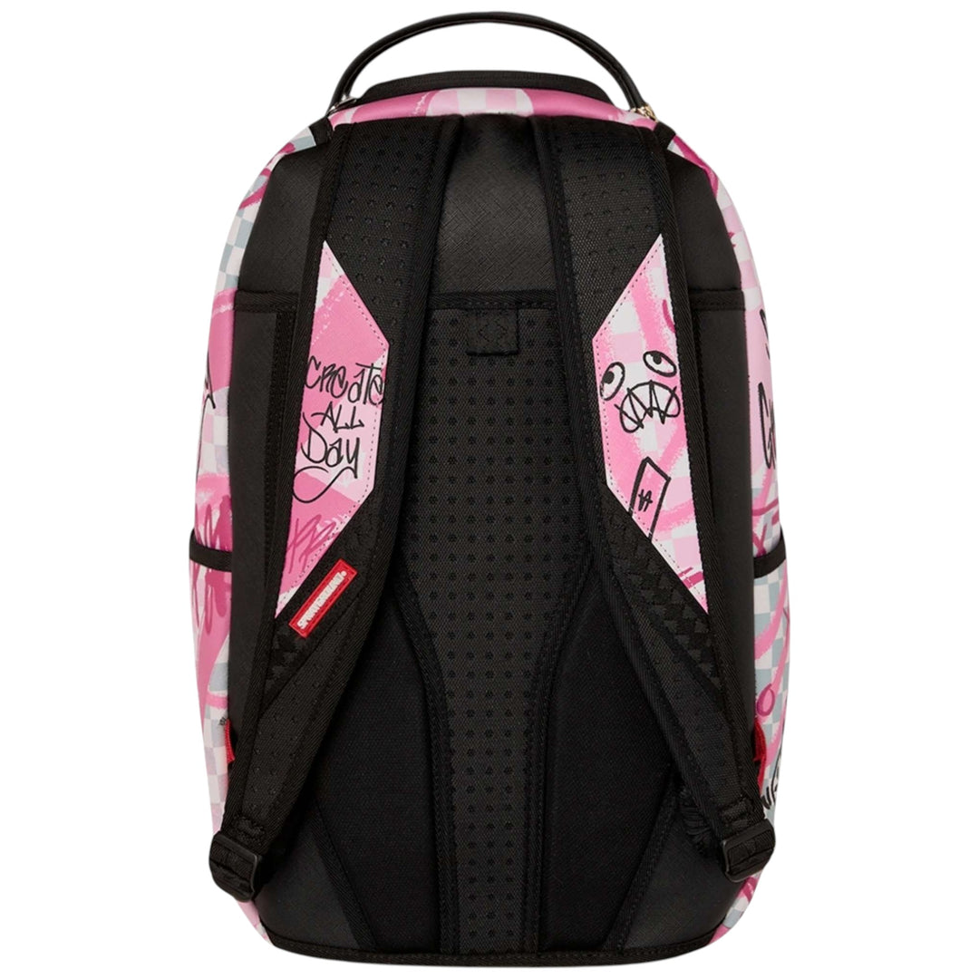 Sprayground Pink Smoke Check Backpack