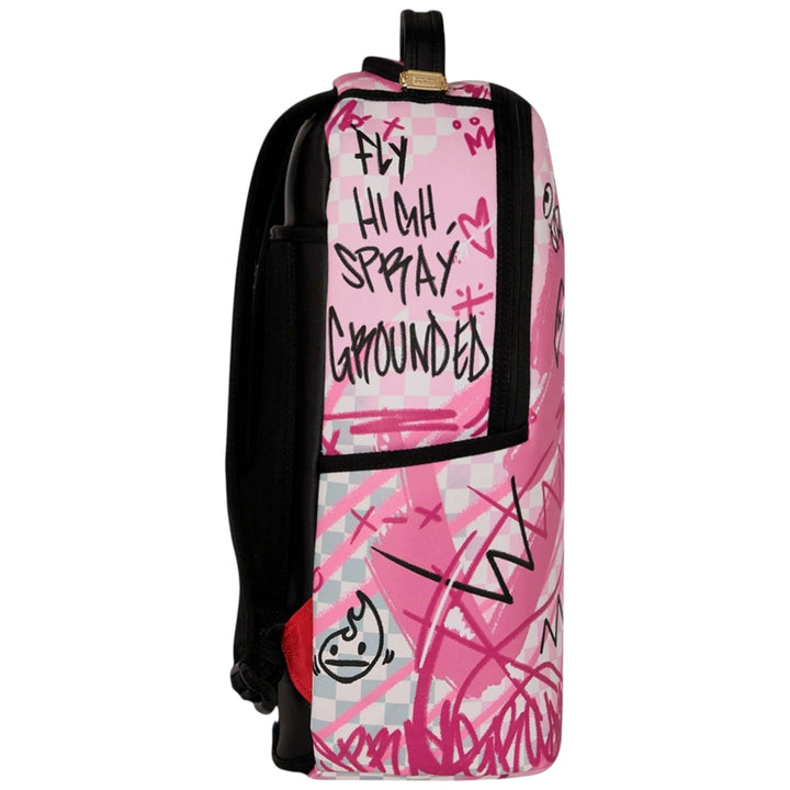 Sprayground Pink Smoke Check Backpack