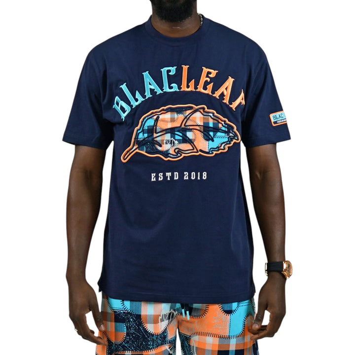 Blac Leaf Signature Premium Leaf T-Shirt Big & Tall Navy