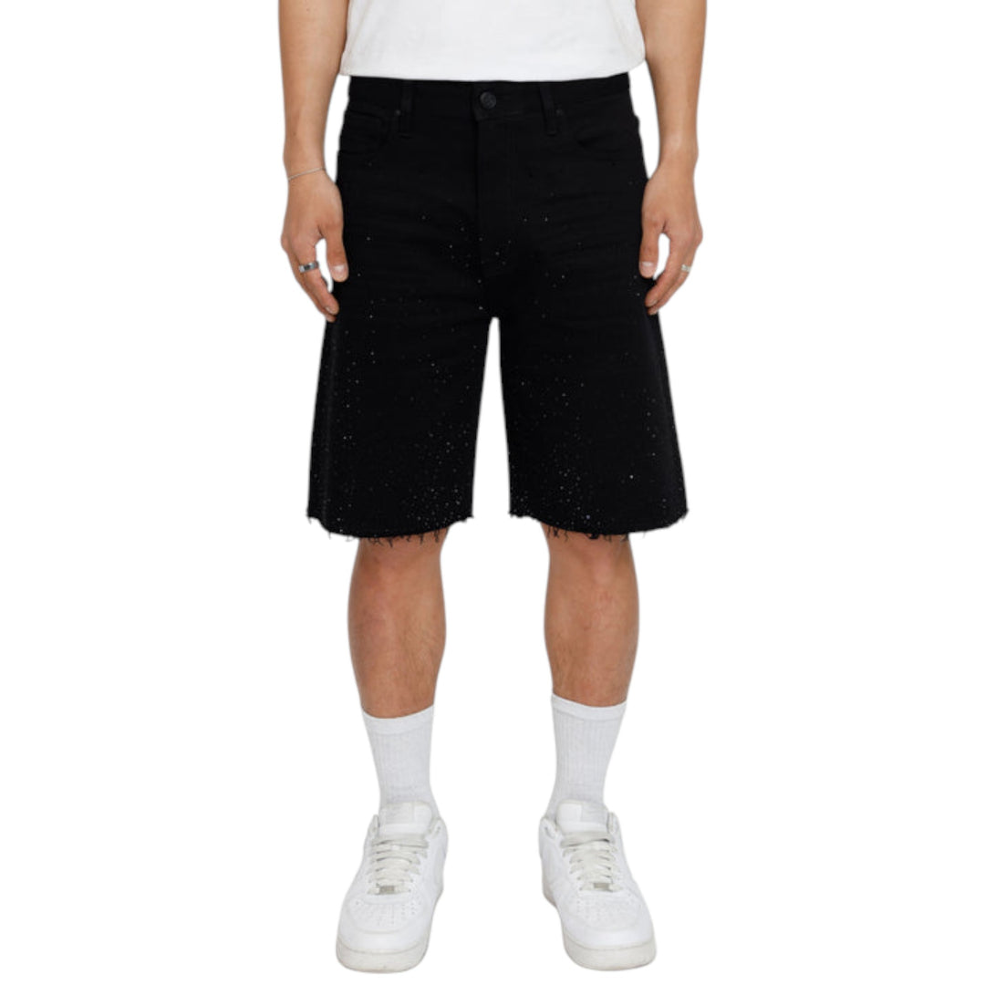 Smoke Rise All Rhinestone Denim Short Black