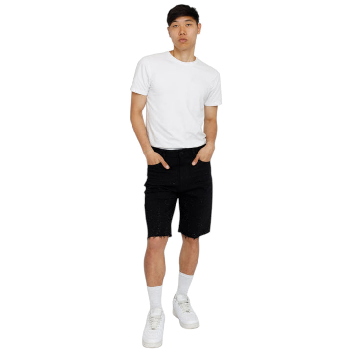 Smoke Rise All Rhinestone Denim Short Black