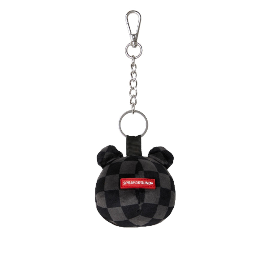 Sprayground GREY CHECKER BEAR HEAD KEYCHAIN