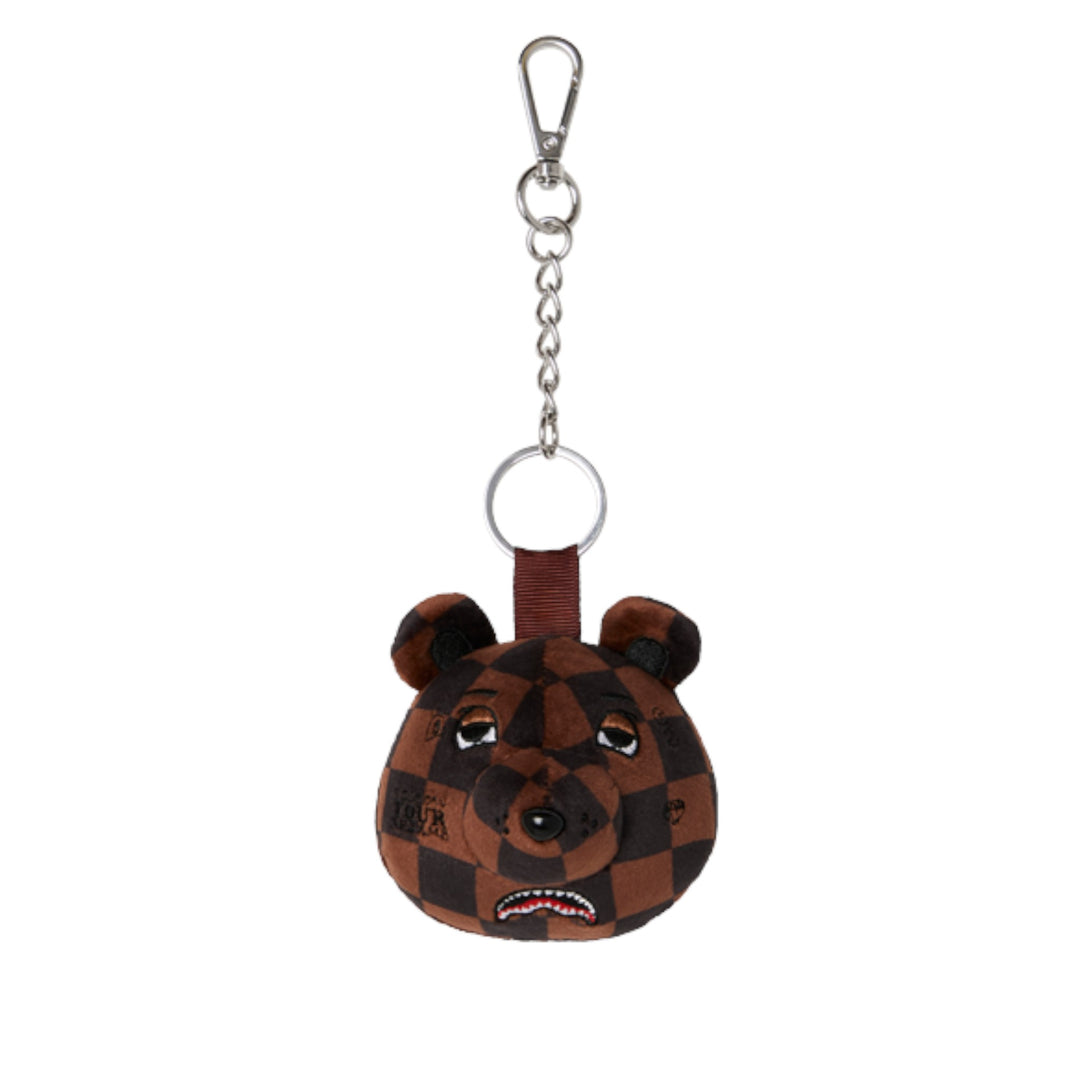 Sprayground BROWN CHECKER BEAR HEAD KEYCHAIN