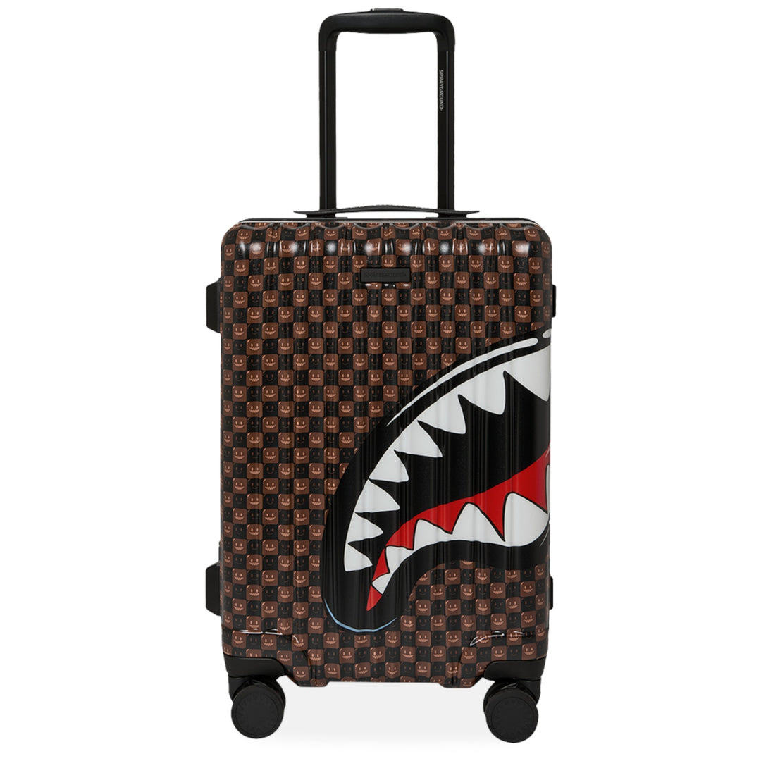 Sprayground BROWN CHECK TOON SHARK CARRY-ON LUGGAGE