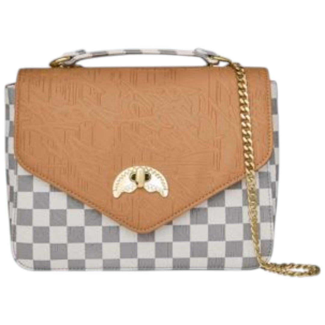 Sprayground EMBOSSED CHECK CREAM TURNLOCK ROYAL HANDBAG