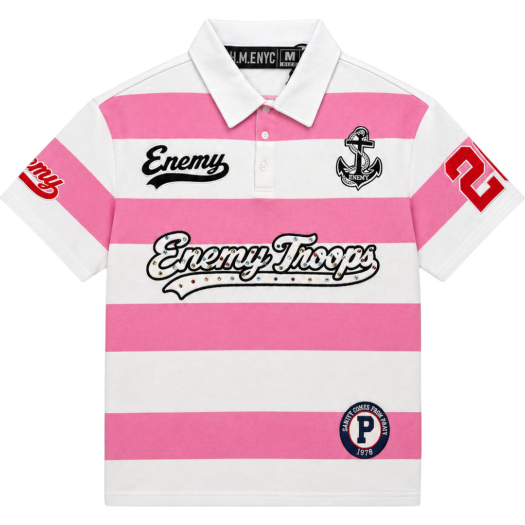 N.M.ENYC SUM-06 Striped Rugby Polo Pink
