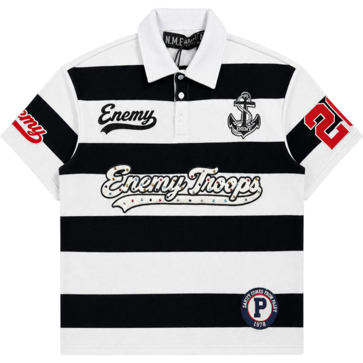 N.M.ENYC SUM-06 Striped Rugby Polo Black