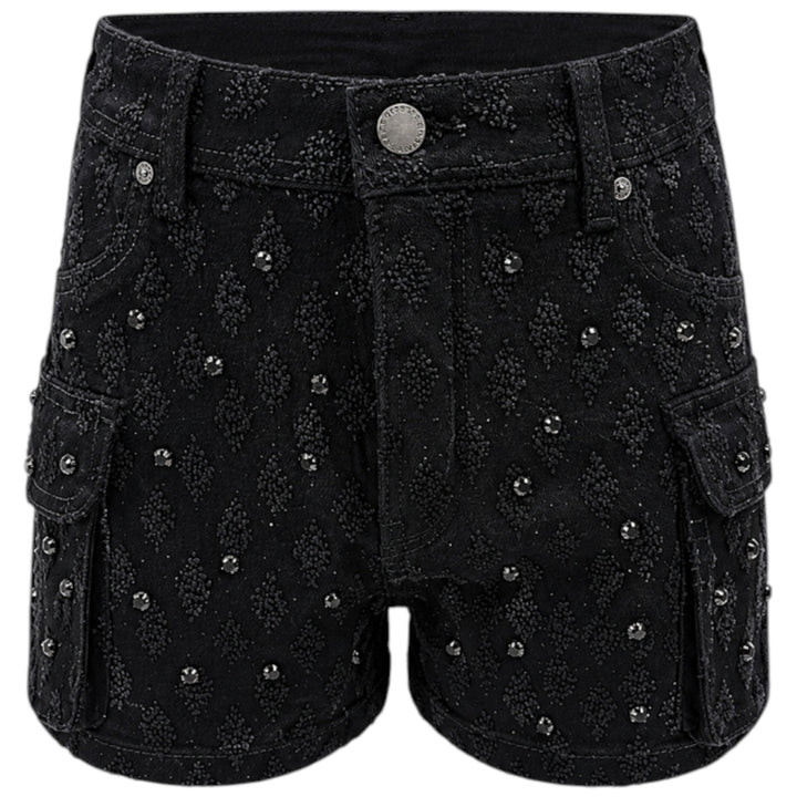 Red Fox Highwaist Stones Denim Short Black