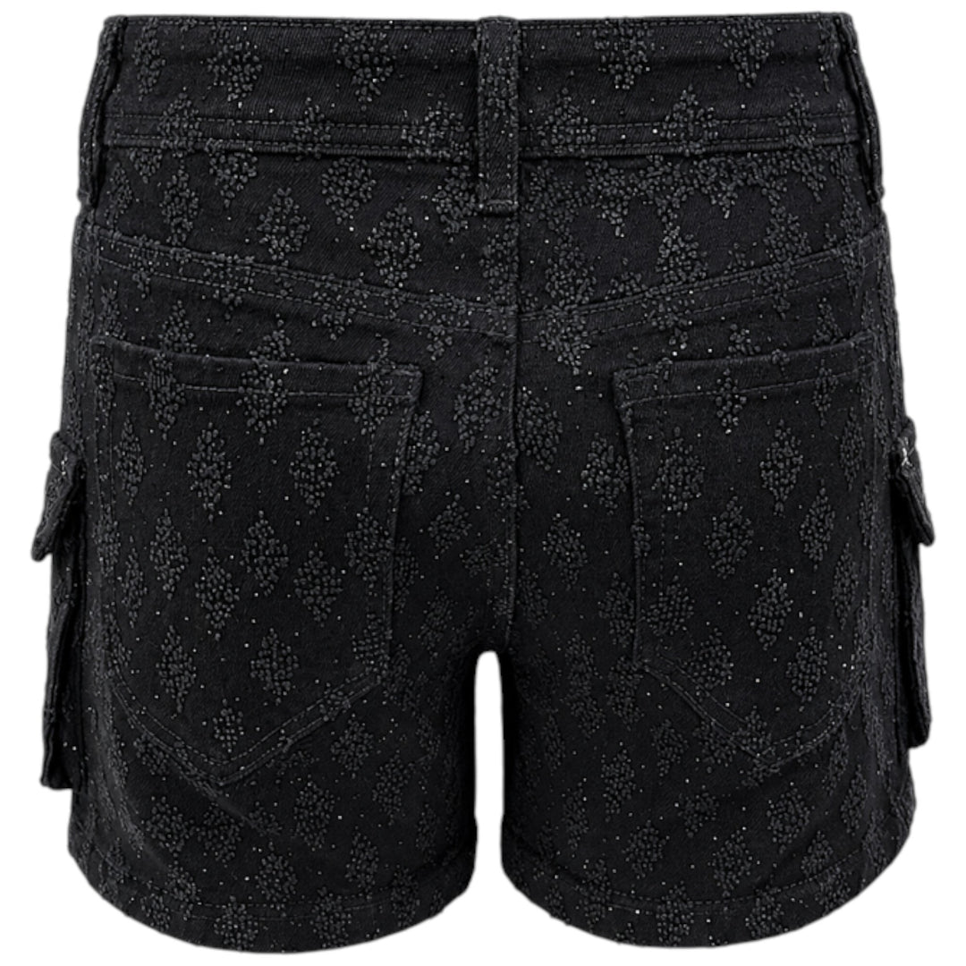 Red Fox Highwaist Stones Denim Short Black