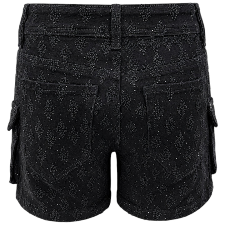 Red Fox Highwaist Stones Denim Short Black