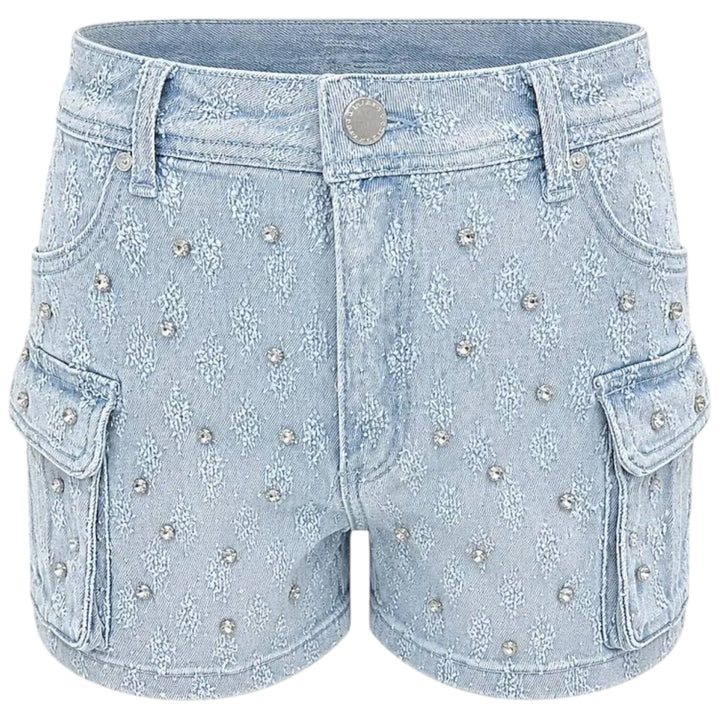 Red Fox Highwaist Stones Denim Short Ice Blue