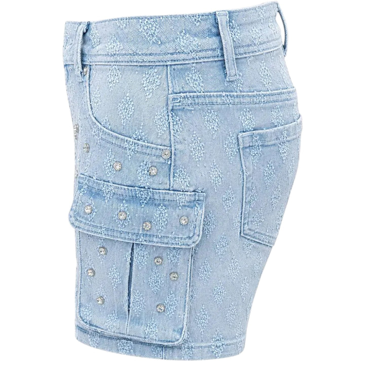Red Fox Highwaist Stones Denim Short Ice Blue