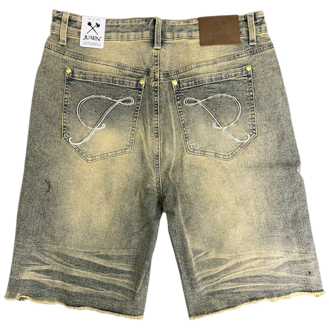 Juren Playing For Keeps Denim Shorts Antique Wash