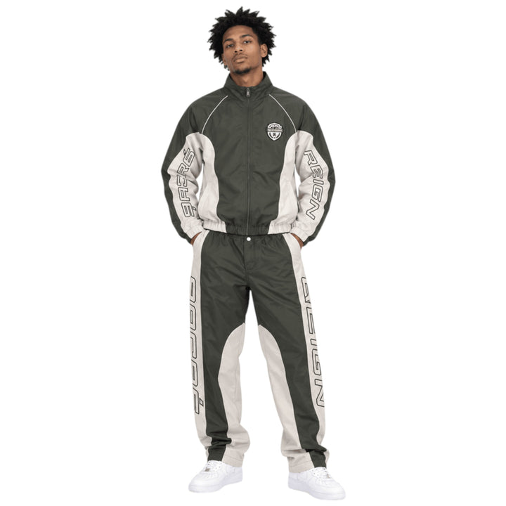 Sacre Reign Nylon Jacket And Trackpant Set Olive