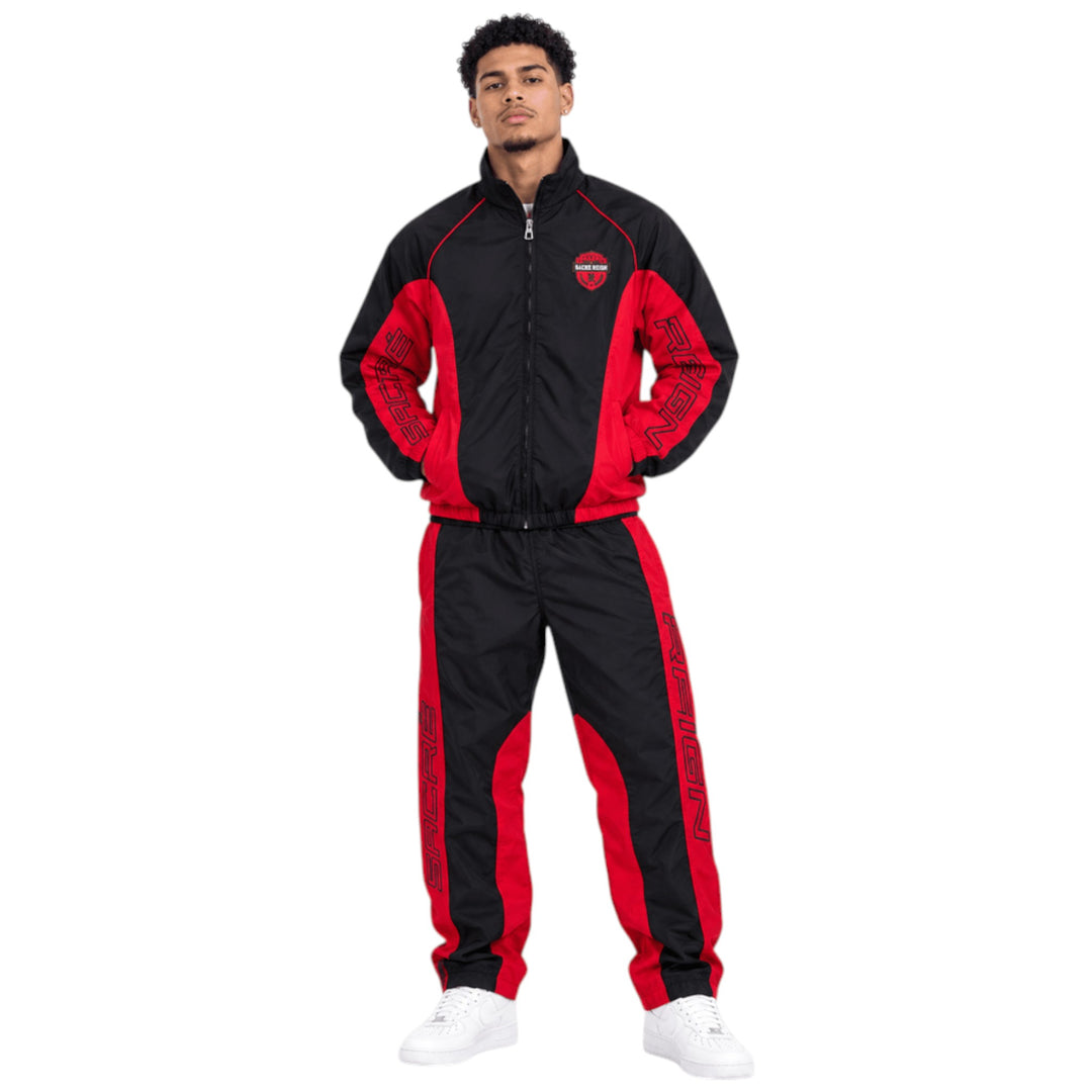 Sacre Reign Nylon Jacket And Trackpant Set Black