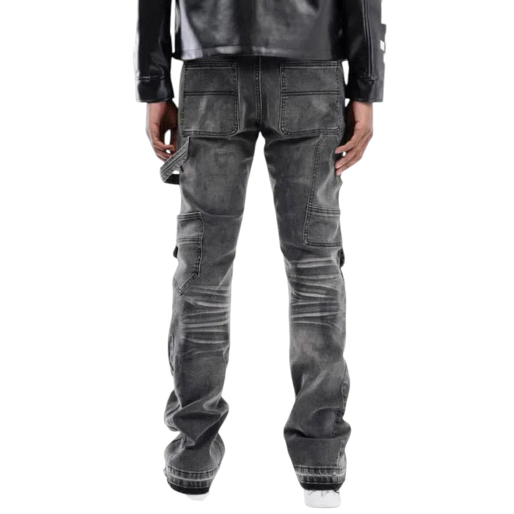 Copper RivetFront Zipper Pocket Flare Jean Grey