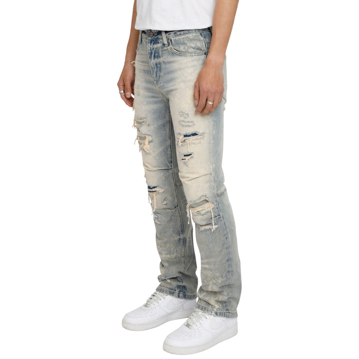 Smoke Rise Heavy Rip & Repair Jean Bergamo Blue