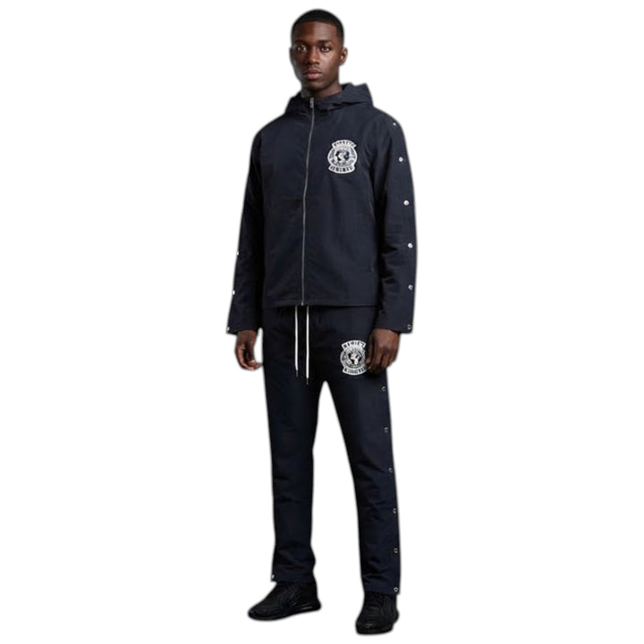 Kindred Chenille Patches Nylon Zipper Hoodie Black