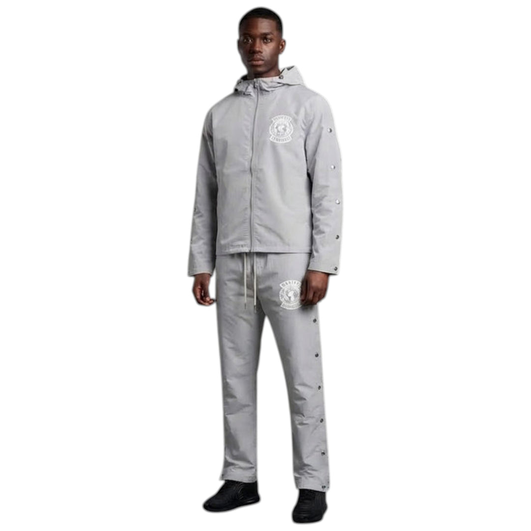 Kindred Chenille Patches Nylon Zipper Hoodie Grey
