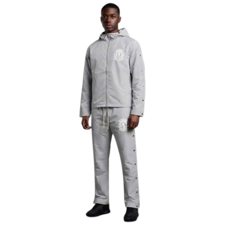 Kindred Chenille Patches Nylon Zipper Hoodie Grey