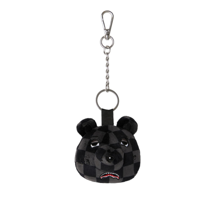Sprayground GREY CHECKER BEAR HEAD KEYCHAIN