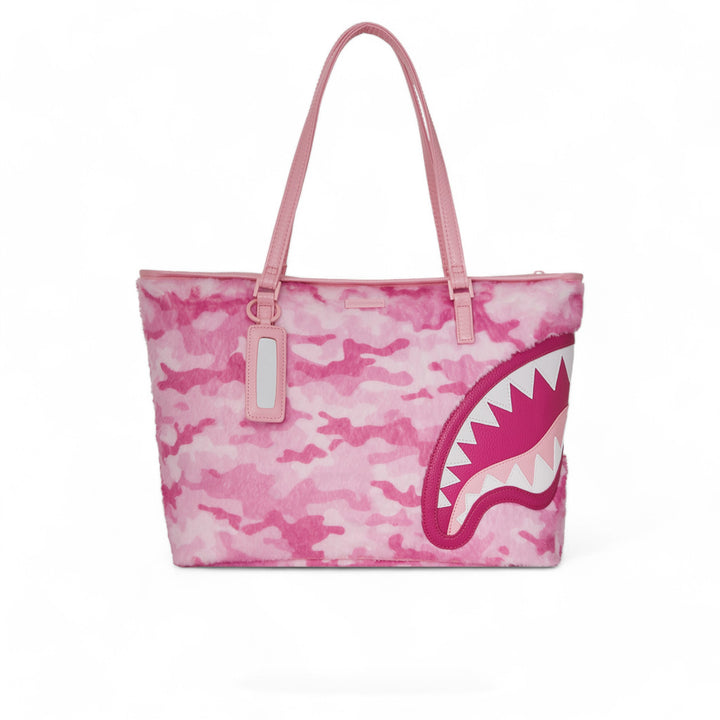 Sprayground Pink Camo Faux Fur Tote