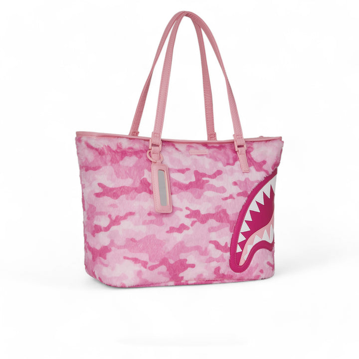 Sprayground Pink Camo Faux Fur Tote