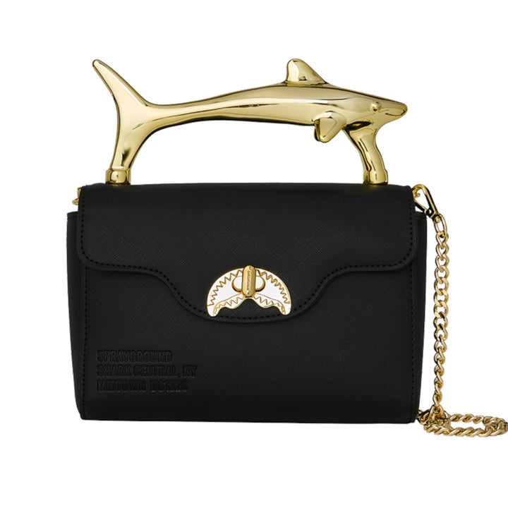 Sprayground BLACKED OUT EMBOSSED GOLD SHARK HANDBAG