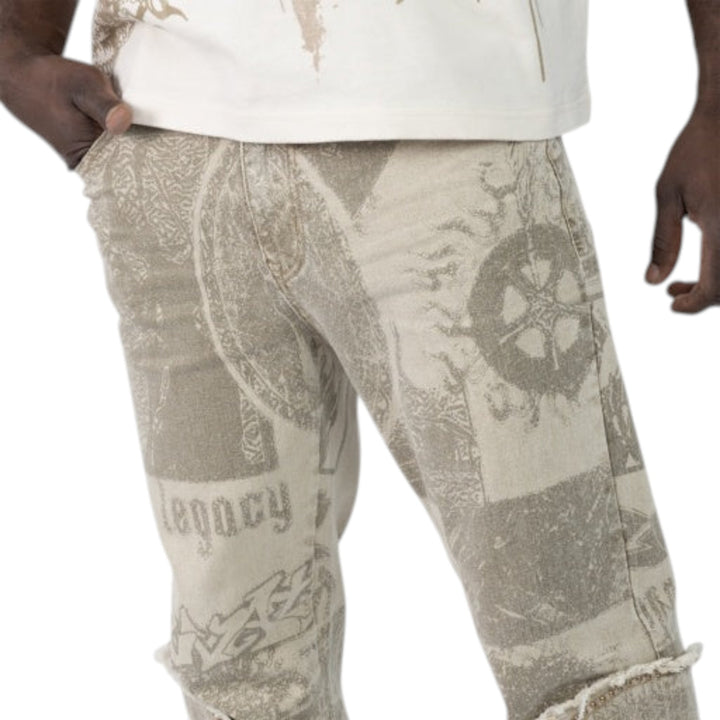 Smoke Rise Doodle Zig Zag Stitch Pant Sand