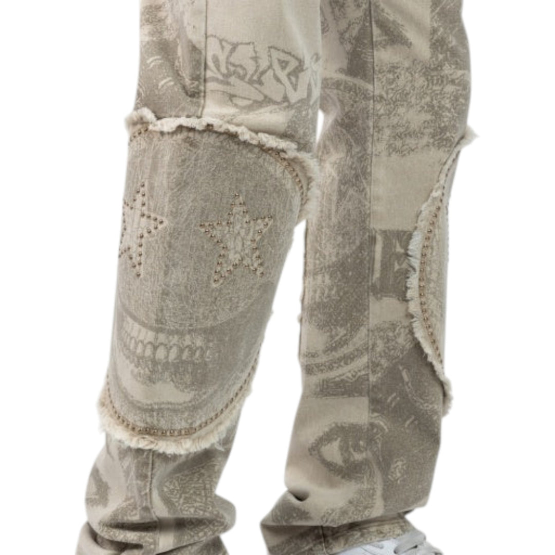 Smoke Rise Doodle Zig Zag Stitch Pant Sand