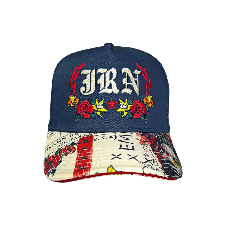 Relentless Heart Trucker Hat Navy , Juren Empire Tee , Juren Relentless AOP Short(Sneakers not included)  Outfit Combo