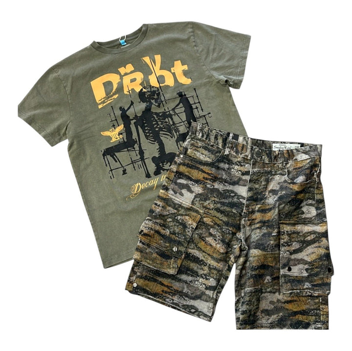 Dry Rot Building Blocks Tee Olive , Smoke Rise Utility Twill Short Olive  Outfit Combo