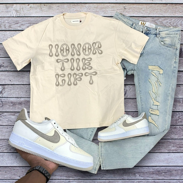 HTG Honor The Gift Tee Bone outfit combo