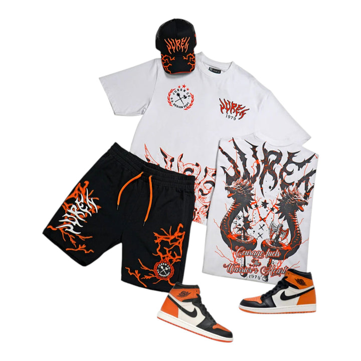 Juren Warrior Heart Trucker Hat , Warriors Heart Tee , Heart Of Lightening Shorts (Sneakers not included)   Outfit Combo