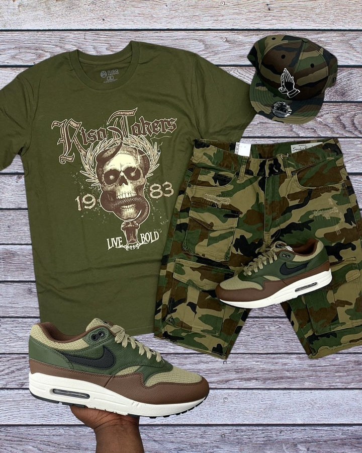 Risq Takers Live Life Bold 2 Tee Olive/Brown combo