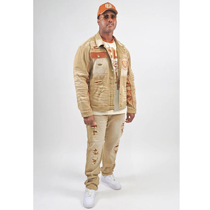 Blac Leaf Stay Elevated Trucker Hat & Denim Jacket & T-Shirt Rust & Denim Jeans  Bundle