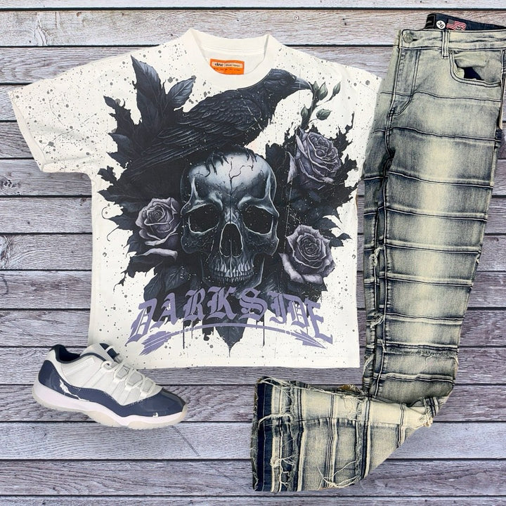 Eleve Darkside Tee White outfit combo